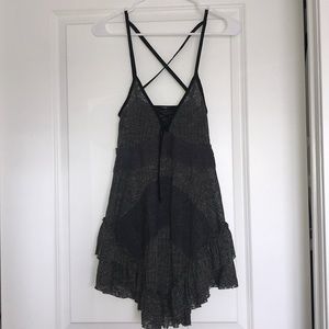 Light gray tunic with black straps